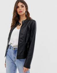Vila Leather Look Collarless Jacket Asos Collarless Leather Jacket Collarless Jacket Leather Look Jackets