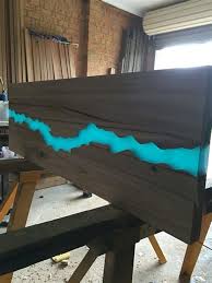 35 Beautiful Epoxy Table Top Ideas You Ll Love Meja Kayu Desain Mebel