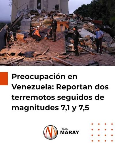 🔴 Dos fuertes terremotos sacudieron a Venezuela la tarde del miércoles, provocando el colapso de edificios y viviendas en Caracas, la capital del país. Las autoridades no proporcionaron información inmediata sobre personas