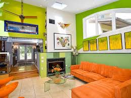 Bright Green Living Room With Orange Furniture In 2020 Living Room Green Bright Living Room Living Room Orange
