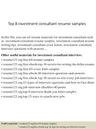 top 8 investment consultant resume samples