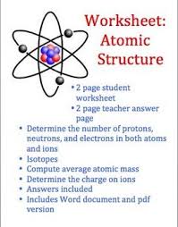 .and charge, size of atom and its nucleus, calculating the number of neutrons in an atom, drawing atoms, definition of an isotope, calculating relative atomic mass. Atoms And Atomic Structure Worksheet Atomic Structure Matter Worksheets Atom
