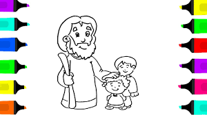 Show your kids a fun way to learn the abcs with alphabet printables they can color. Drawing Jesus With Children Coloring Pages For Kids Learn To Draw And Color It Youtube