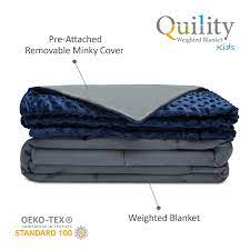 Made in usa by highly trained and skilled. 7 Lbs Single Size Bed Quility Premium Kids Weighted Blanket Removable Cover For Child Between 70 90 Lbs Cotton Minky 41x60 Grey Navy Blue Color Premium Glass Beads Toys Games Weighted Blankets
