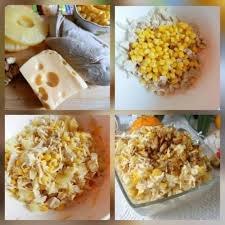 салат с ананасами и курицей и кукурузой и сыром Salat S Kuricej Syrom I Ananasom Idei Dlya Blyud Salaty S Kuricej I Ananasom Legkie Recepty