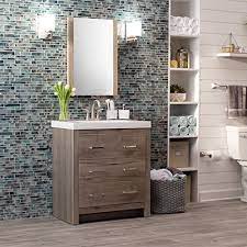 Wenore home modern bathroom vanity set 18'' small bathroom vanity,bath vanity with sink single bathroom vanity cabinet with ceramic sink,bathroom vanity and sink combo,1 door 1 drawer,gray wood grain. Bathroom Vanities The Home Depot