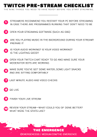 Twitch Pre Stream Checklist Twitch Streaming Setup Twitch Streaming Setup
