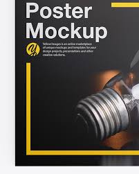 Poster Mockup In Stationery Mockups On Yellow Images Object Mockups