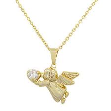 14k Gold Plated Guardian Angel Cubic Zirconia Crystal Newborn Children Pendant Necklace Jewelry For Ladies Angel Pendant Necklace Necklace Pendant Necklace