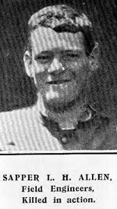 Sapper Lawrence Allen New Zealand Engineers. Died Sunday 9 May 1915