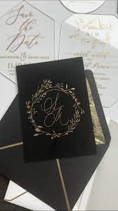 Black Acrylic Gold Wedding Invitation Clear Perspex Double Etsy Gold Wedding Invitations Acrylic Wedding Invitations Wedding Invitations