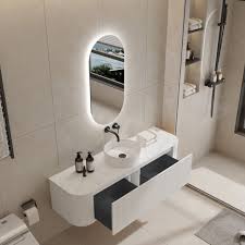 Bell 1500 Curved Vanity in Matt White with Single Basin