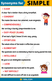 Simple Synonym List Of 16 Synonyms For Simple With Useful Examples 7 E S L English Vocabulary Words Learn English Words English Words