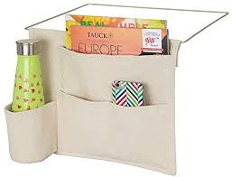 Amazon Com Mdesign Bedside Storage Organizer Caddy Pocket Slim Space Saving Design 4 Pockets Durable H Bedside Caddy Bedside Storage Storage Organization