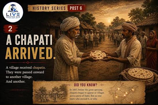 🔥 Did you know that in early 1857, simple chapatis were secretly passed from village to village across North India? Historians believe these mysterious chapatis may have been a silent warning before