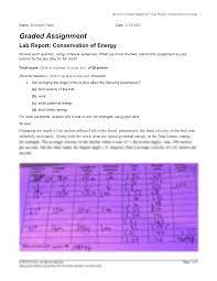 Solution Conservation Of Energy Lab Report Studypool