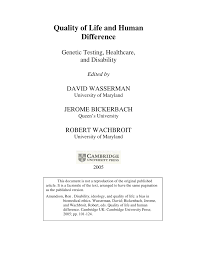 Pdf Disability Ideology And Quality Of Life A Bias In Biomedical Ethics
