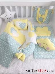 modastra babynest yesil ve sari yildiz desenli lux baby nest seti bebek bebek urunleri bebek yatak ortuleri