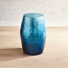 Ombre Teal Capiz Drum Accent Table Accent Table Teal Accent Table End Tables