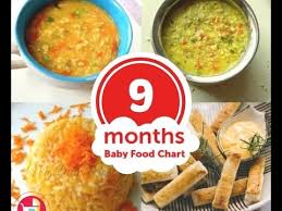 9 months baby food chart