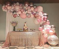 *make your own customized pink and gold theme confetti balloons! Pink Mauve Rose Gold And Silver Balloon Garland For A 40th Birthday Stylish Soirees Perth Wedding Balloons Gold Birthday Party Rose Gold Party