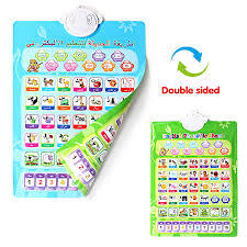 us 11 27 51 off double sided wall hanging chart arabic french spanish english teaching learning reading machine kids learning alphabet word toy in