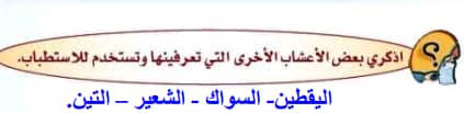 اذكري بعض الاعشاب الاخرى التي تعرفينها وتستخدم للاستطباب حلول مناهجي