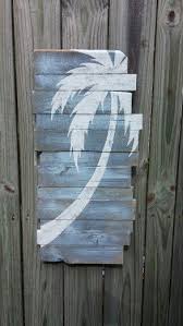 A Simple Silhouette Of A Palm Tree Painted Onto A Rustic Wood Board Beach Signs Palm Trees Painting Pallet Art
