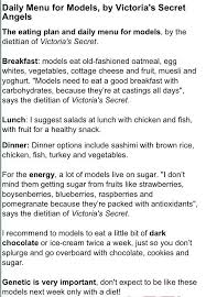 Vs Model Diet Not Bad This Has Some Quite Healthy Options I Want To Start Getting Creative With Salads Model Diet Plan Model Diet Victoria Secret Diet