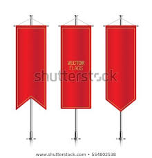 Red Elegant Vertical Flag Mockups Isolated On A White Background Set Of Vector Banner Flag Templates Hanging On A Silver Metall Flag Template Vertical Vector