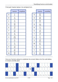 Simplifying Fractions Code Breaker Simplifying Fractions Fractions Simplest Form Fractions