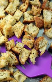 How To Make Croutons Recipe From Jenny Jones Jennycancook Com Crispy Chunks Of Ciabatta Bread Baked With Oli How To Make Croutons Recipes Croutons Homemade