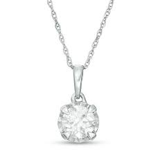 Single diamond necklace white gold. 1 2 Ct Diamond Solitaire Pendant In 10k White Gold Zales