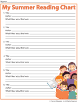 summer reading chart for kids printable book log