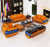 Sofa Kulit Asli Punggung Tinggi untuk Ruang Tamu Eropa ...