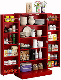 I'm looking for a way to mount the drawer slides that would allow me to change the vertical spacing of the trays to accommodate different heights of items being stored on the trays. Amazon Com Function Home 41 Kitchen Pantry Farmhouse Pantry Cabinet Storage Cabinet With Doors And Adjustable Shelves In Red Kitchen Dining
