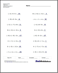 Negative Numbers For Negative Numbers Three Terms Addition And Subtraction 4 Free Math Worksheets Negative Numbers Order Of Operations