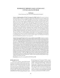 Hampir di setiap event atau peristiwa penting yang menyangkut masalah pemerintahan. Pdf Penerapan Prinsip Good Governance Untuk Layanan Publik
