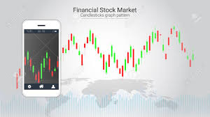 mobile stock trading concept with candlestick and financial graph