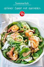 Gruner Salat Mit Garnelen Rezept In 2020 Salat Mit Garnelen Leichtes Abendessen Und Salat Mit
