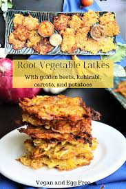 Golden Beet Kohlrabi Recipe Root Vegetable Latkes Very Vegan Val Recipe Kohlrabi Recipes Root Vegetables Recipes Beet Recipes