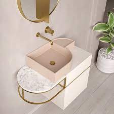 White and gold bathroom vanity unit. Vanities West One Bathrooms