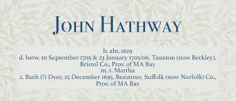 John Hathway, John Hathaway of Taunton/Dighton/Berkley, MA  (ca1629-ca1705/6)
