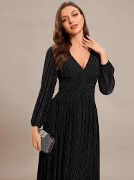 Women's V Neck High Waist Long Sleeve Dresses – Summer French waist  slimming women's dress