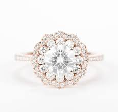 Certified Colorless Forever One Round Brilliant Moissanite Etsy Flower Halo Engagement Ring Unique Engagement Rings Wedding Rings