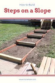 How To Built Steps On A Slope Sloped Backyard Concrete Backyard How To Build Steps
