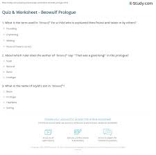 Do you have the answers? Quiz Worksheet Beowulf Prologue Study Com