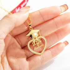 Personalized Bachelor Hat Graduation Necklacecustom Name Heart Charm Silver  Necklacegraduating Grad Gifthigh School Graduation 2024