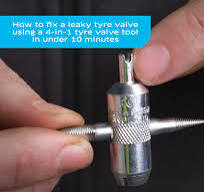 How to fix a leaky tyre valve using a 4-in-1 tyre valve tool ...