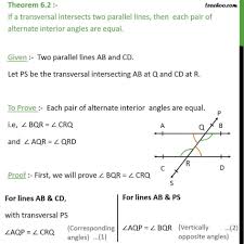 Theorem 6 2 Class 9 Alternate Interior Angles Are Equal